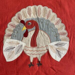 Pottery Barn Kids Turkey Applique Table Runner 17x70"  Thanksgiving Fall Deco